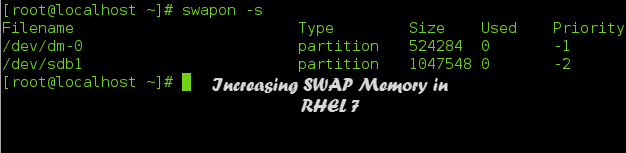 Increasing SWAP in RHEL 7